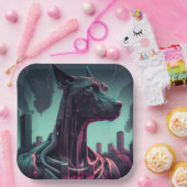 Der futuristische große Tank der Roboterbegleitung Pappteller (Party)