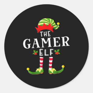 Der Gamer-Elf-Weihnachts-Pyjama  Runder Aufkleber