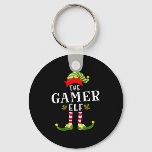 Der Gamer-Elf-Weihnachts-Pyjama zum Zusammenpassen Schlüsselanhänger