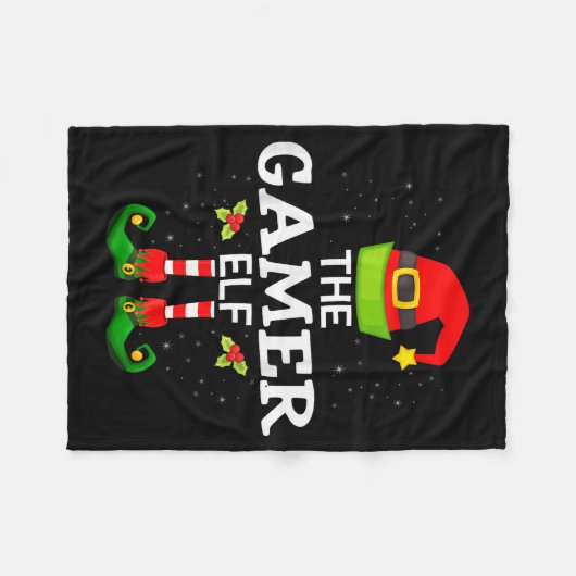 Der Gamer-Elf-Weihnachtsfamilien-Pyjama Fleecedecke (Vorderseite (Horizontal))
