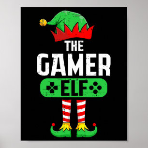 Der Gamer-Elf Xmas passende Weihnachten-Familien-S Poster