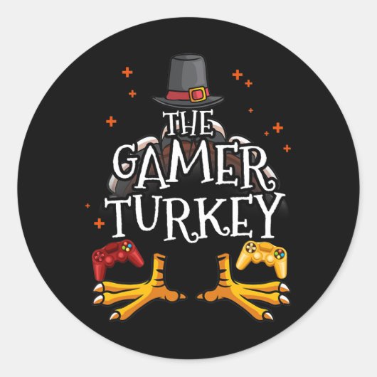 Der Gamer Türkei glücklich Thanksgiving Video Game Runder Aufkleber (Vorderseite)