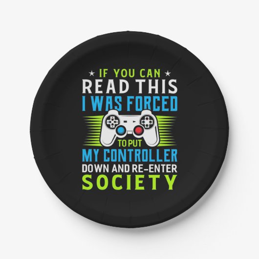 Der Gamer war gezwungen, meinen Controller zu stel Pappteller (Vorderseite)