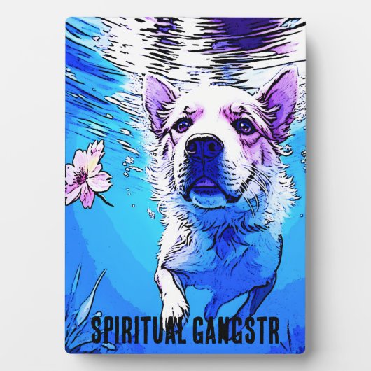 Der ganze amerikanische Schwimmhund mit Blume Fotoplatte (Vorderseite)