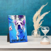 Der ganze amerikanische Schwimmhund mit Blume Fotoplatte (Seite)