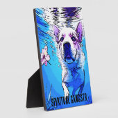 Der ganze amerikanische Schwimmhund mit Blume Fotoplatte (Seite)