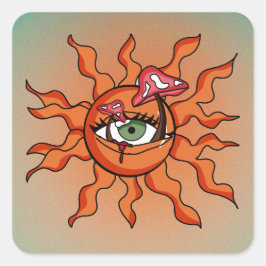 Der ganze sonnendurchflutete Pilzsaal Quadratischer Aufkleber