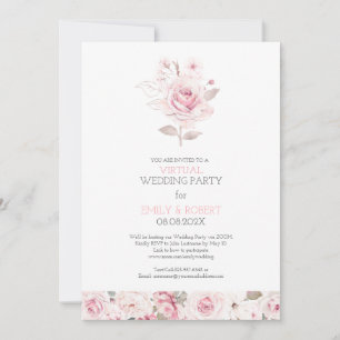 Der ganze Tag rosa Rosa virtuelle Hochzeitseinladu Save The Date