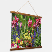 Der Garten der farbenfrohen Sommerblüten Wandteppich Mit Holzrahmen (Gewinkelt)