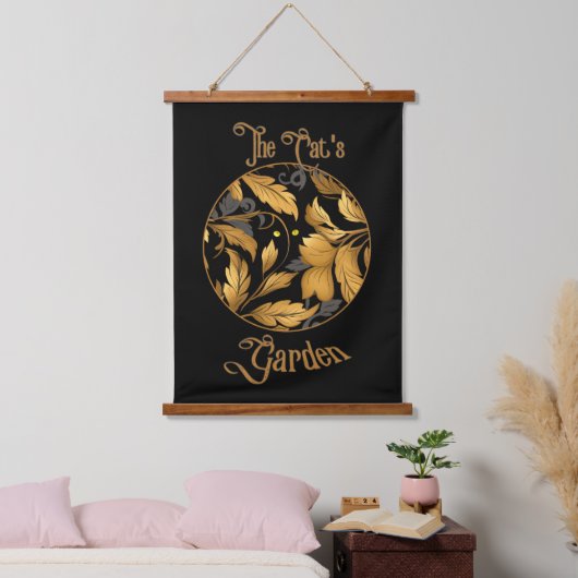 Der Garten der Katze Wandteppich Mit Holzrahmen (Schlafzimmer)