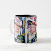 Der Garten der Weisheit im Ostdorf Zweifarbige Tasse (Vorderseite Links)