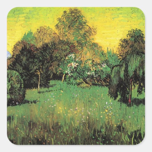 Der Garten des Dichters von Vincent van Gogh Quadratischer Aufkleber (Vorderseite)