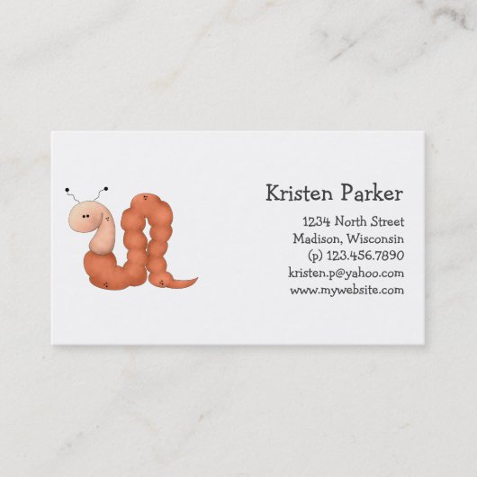 Der Garten des Gramms · Roter Wurm Visitenkarte (Vorderseite)