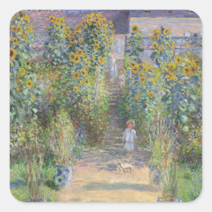 Der Garten des Künstlers in Vétheuil, Monet Quadratischer Aufkleber