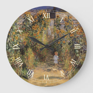 Der Garten des Künstlers in Vetheuil von Claude Mo Große Wanduhr