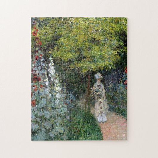 Der Garten, Hollyhocks Monet Fine Art Puzzle (Vertikal)