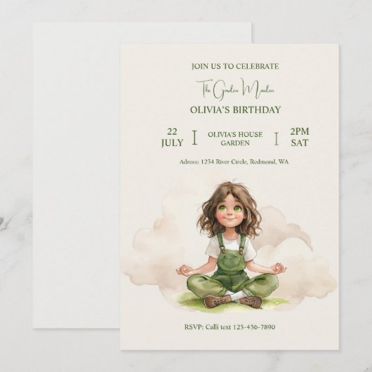 Der Garten Maiden Geburtstag Einladung (Vorne/Hinten)