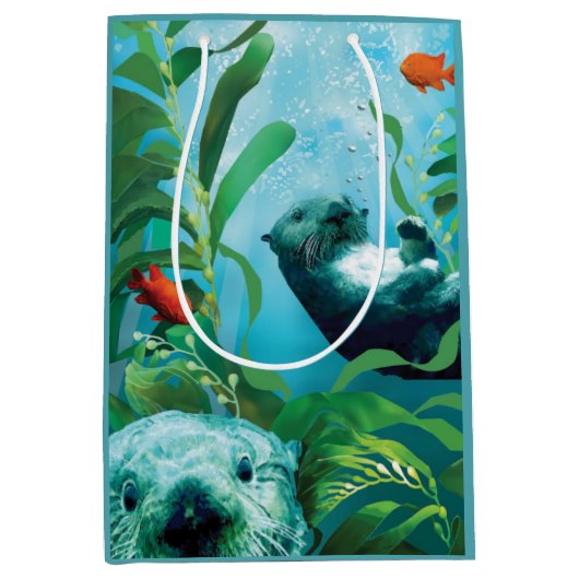 Der Garten-mittlere Geschenk-Tasche des Seeotters Mittlere Geschenktüte (Vorderseite)