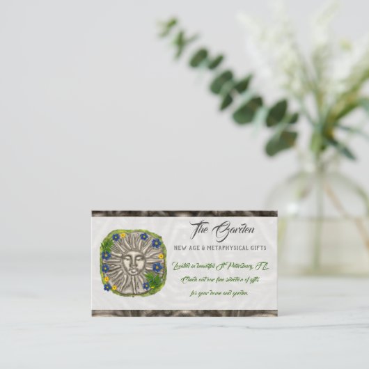 Der Garten New Age Folk SHOP KLEINE UNTERNEHMEN Visitenkarte (Stehend Vorderseite)