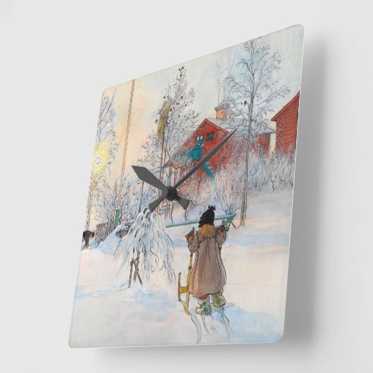 Der Garten und das Waschhaus von Carl Larsson Quadratische Wanduhr (Winkel)