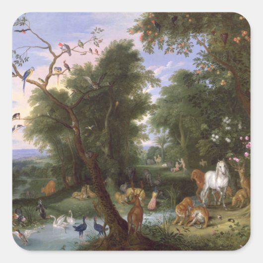 Der Garten von Eden, 1659 Quadratischer Aufkleber (Vorderseite)