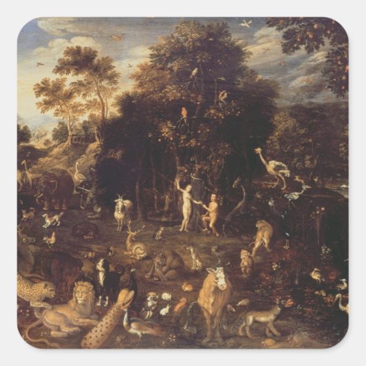 Der Garten von Eden Quadratischer Aufkleber (Vorderseite)