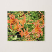 Der Garten von Orange Tiger Lilies Puzzle (Horizontal)