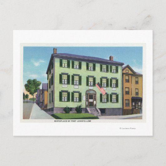 Der Geburtsort des Dichters Longfellow Postkarte (Vorderseite)