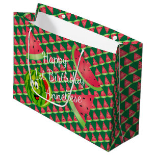 Der Geburtstag des lustiges Wassermelone-Kindes Große Geschenktüte