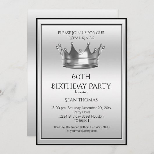 Der Geburtstag des Silberkrone-Mannes Einladung (Vorne/Hinten)