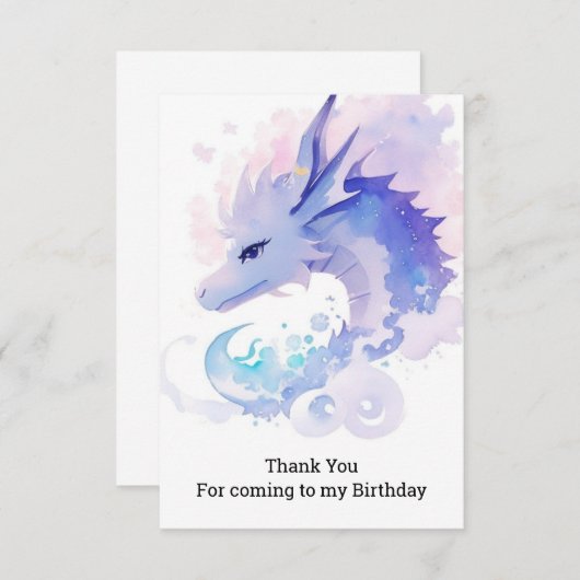 Der Geburtstag des verzauberten Drachen Dankeskarte (Vorne/Hinten)