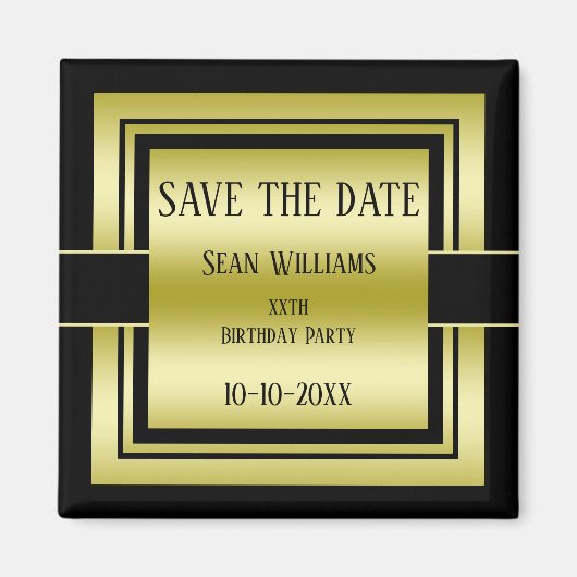 Der Geburtstag von Männern Save the Date aus Gold Magnet (Vorne)