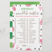 Der Geburtstag würde er das bearbeitbare Spiel Wat (Vorne/Hinten)