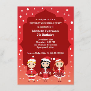 Der Geburtstags-WeihnachtsParty der Kinder Einladung