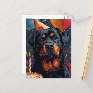 Der Geburtstagshund Rottweiler Postkarte