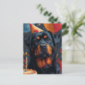 Der Geburtstagshund Rottweiler Postkarte (Stehend Vorderseite)
