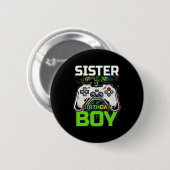 Der Geburtstagskind spielt Videospiele-Geschenke Button (Vorne & Hinten)