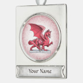 Der Geburtsteinzeitdrache im Juli: Ruby Banner-Ornament Silber (Links)