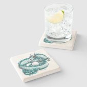 Der Geburtsteinzeitdrache vom Juni: Perle Steinuntersetzer (Seitenansicht)