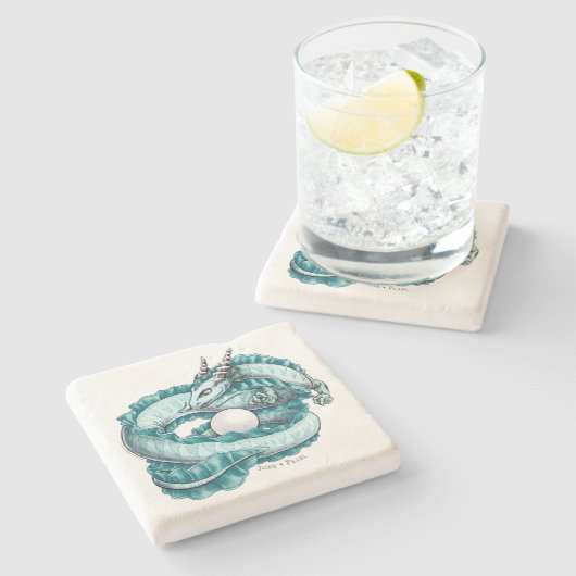 Der Geburtsteinzeitdrache vom Juni: Perle Steinuntersetzer (Seitenansicht)