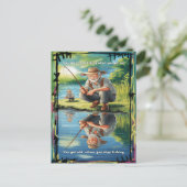 Der Gedanke des alten Fischers Postkarte (Stehend Vorderseite)