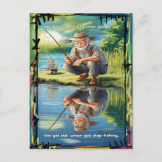 Der Gedanke des alten Fischers Postkarte