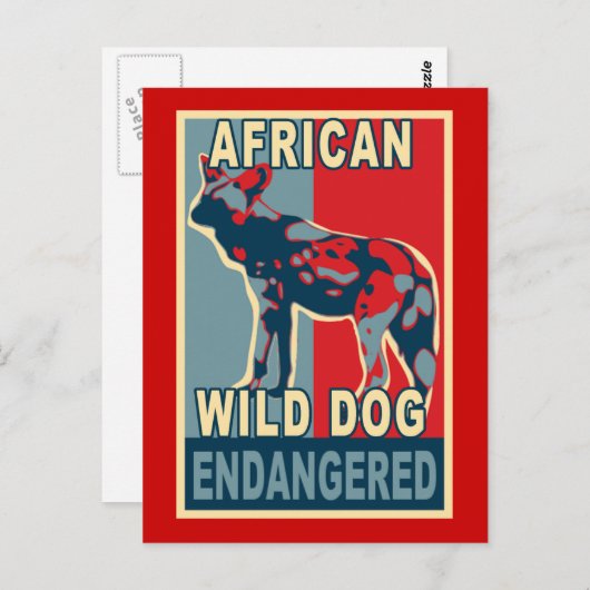 Der gefährdete afrikanische Wilddog-Pop Art Tshirt Postkarte (Vorne/Hinten)