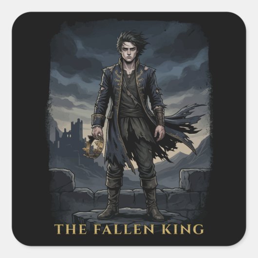 Der gefallene König Gothic Dark Fantasy Design Quadratischer Aufkleber (Vorderseite)