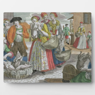 Der Geflügelmarkt (farbige Gravur) Fotoplatte