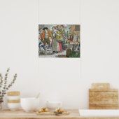 Der Geflügelmarkt (farbige Gravur) Poster (Küche)