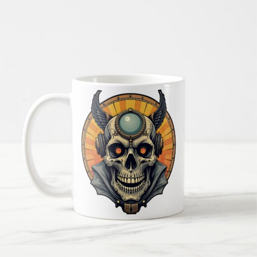 Der geflügelte Schädel. Kaffeetasse (Links)