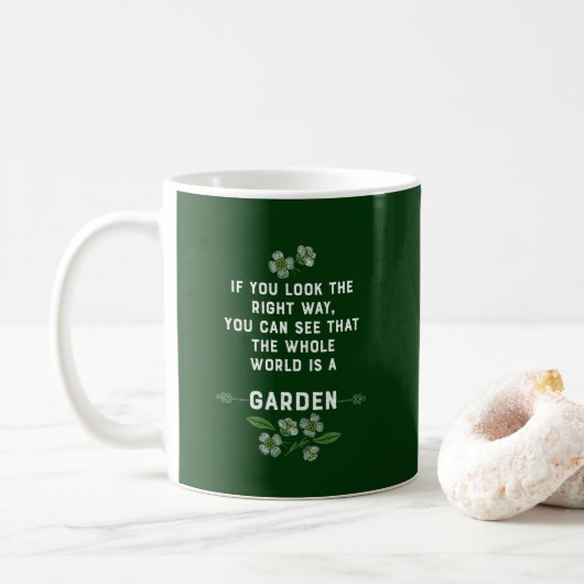 Der Geheimgarten zitiert ein Kissen mit einem Kopf Kaffeetasse (Mit Donut)