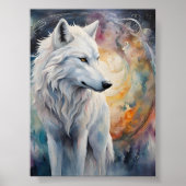 Der geheimnisvolle Wolf im Zauber der Farben Poster (Vorne)