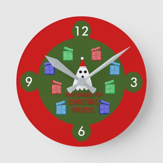 Der Geist der Weihnachtsgeschenke lustig Runde Wanduhr (Vorderseite)